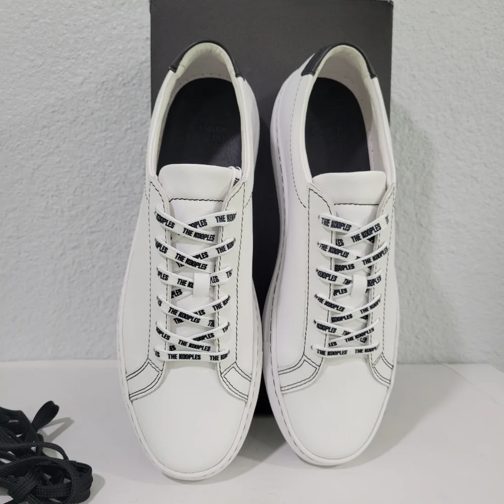 The Kooples Men Low Sneakers White Leather Mens Size 8 /Women 9.5 NEW